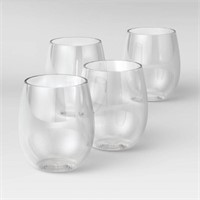 13.4oz 4pk Plastic Wine Glasses - Essentials