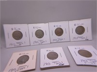 Lot of 7 1913 Assorted Buffalo Nickels