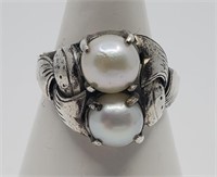 Navajo, Sterling Silver Pearls Ring