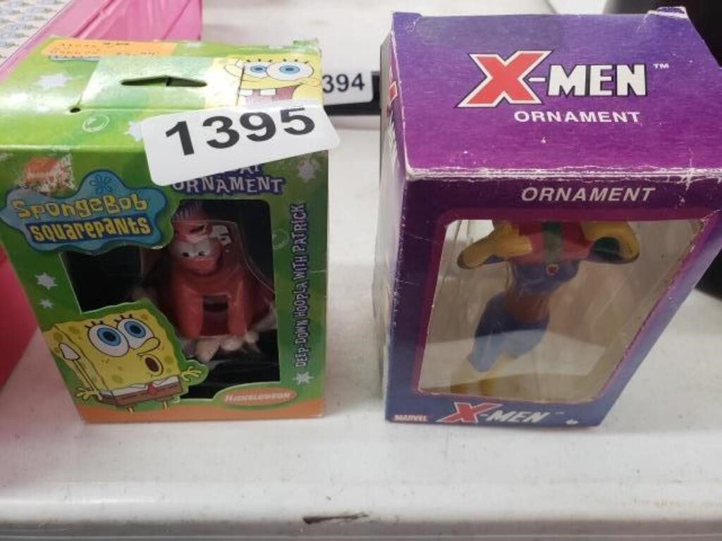 SPONGEBOB AND 2 X-MEN ORNAMENTS