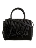 Alexander Wang Blk Lthr Fringe Trim Top Handle Bag