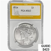 1934 Silver Peace Dollar PGA MS63