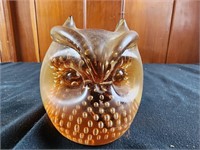 3" Pilgrim Amber Glass Owl Paperweight Bullicante