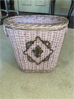 Vintage Pink Wicker Waste Basket
