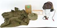 WWII US ARMY AIR CORPS FLIGHT GEAR LOT CAPS WW2