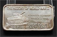 History of World War II Sterling Silver Ingot