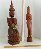 (2) Carved Wood Figures