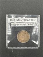 1862 Copper Nickel Indian Head Cent - Fine