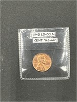 1945 Lincoln Cent MS-64