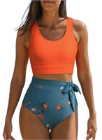 C351  SHEWIN Orange Bikini Set, US 12-14