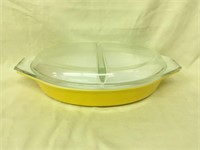 Pyrex DARK YELLOW Divided Dish w Divided Lid