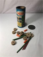 Vintage Tinker Toys In Container