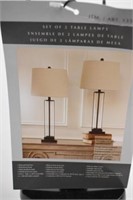PAIR OF METAL AND GLASS LAMPS - NO SHADES