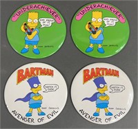 4pc 1989 Bart Simpson 6" Pinbacks