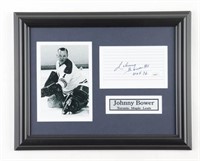 Johnny Bower Signed Maple Leafs Custom Framed Cut