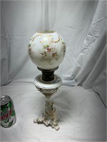 Possible Dresden Floral Oil Lamp w/Cupid