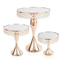 CNVXEYU Gold Unique 3-Set Cake Stands Metal Pastry