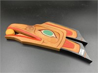 Imported Tlingit style wood wall hanger, about 15"