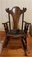 ANTIQUE OAK ROCKER WITH ARMS