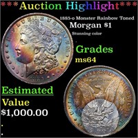 *Highlight* 1885-o Monster Rainbow Toned Morgan $1