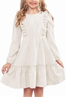 Age 6-8 Girls Dresses Casual A-line Ruffled Button