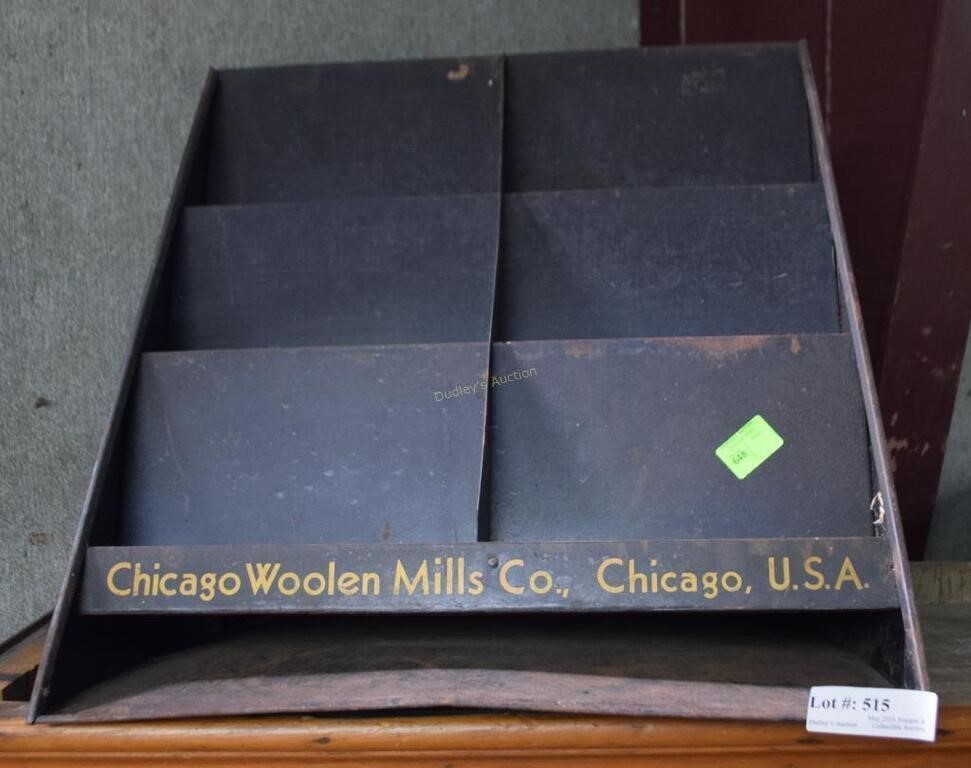 Chicago Woolen mills company tin display case