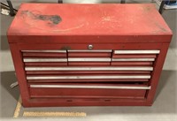 Red toolbox w/ screwdrivers, blades, & wrenches