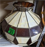 Slag Glass Hanging Light 15", Cake Dome, French