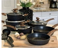 12-Piece Cooking Pan Set, Granite Black Set