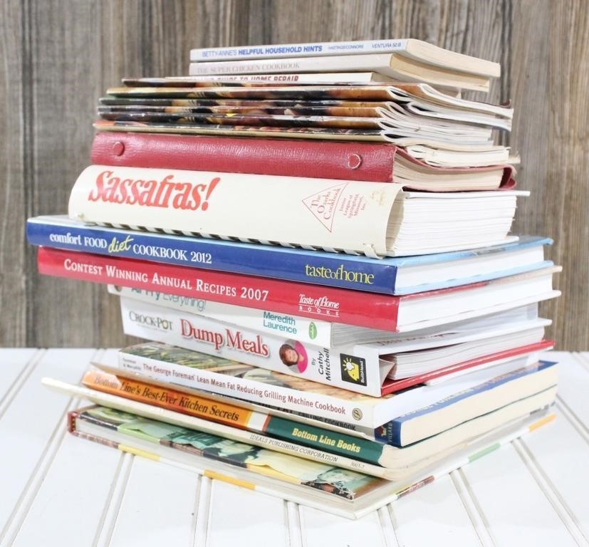 Stack of Cook Books & Recipe Pamphlets