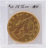 1876-CC $20 Gold Liberty AU