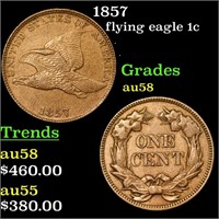 1857 Flying Eagle Cent 1c Grades Choice AU/BU Slid