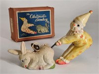 VINTAGE CELLULOID THE OBSTINATE DONKEY TOY W/ BOX