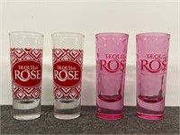 (4) Tequila Rose Liquor Shot Glasses