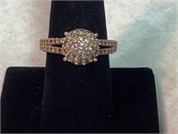 Sterling Silver Ring W/Diamonds, Size 9, 4.1grams