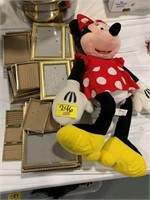 GROUP OF PICTURE FRAMES, LARGE MINNIE MOUSE PLUSH