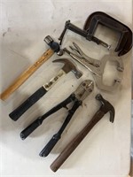 Collection of Hammers, Bolt Cutters & Clamps