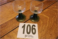 (2) Green Glass Brandy Glasses(R1)