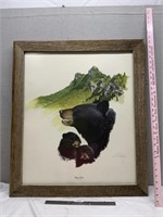 Black Bear Ray Harm Signed Framed Print Barnwood