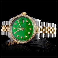 Diamond 36MM Rolex DateJust Watch in YG/SS