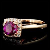 1ct Ruby & 0.35ctw Diamond Ring in 18K Gold