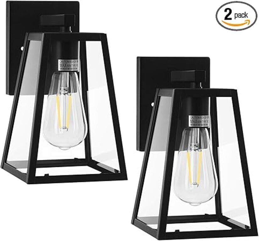 2-Pack Indoor Outdoor Wall Light, Clear Glass