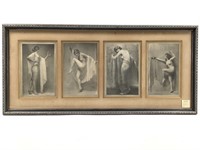 4 Framed Posed Female Nudes 11" x 24"