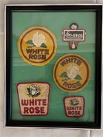 5 WHITE ROSE JACKET PATCHES IN FRAME