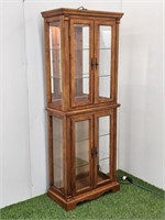GLASS CABINET WITH LIGHT & GLASS SHELVES