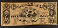 1800's $5 Canal Bank Obsolete Note