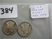 2 United States Mercury Dimes (1942 & 1944)