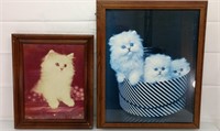 Framed cat photos 14 x 17 & 18 x 23