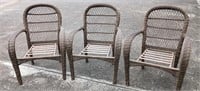 3 plastic rattan patio chairs