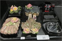 Handmade Floral Pottery Trinket Dishes.